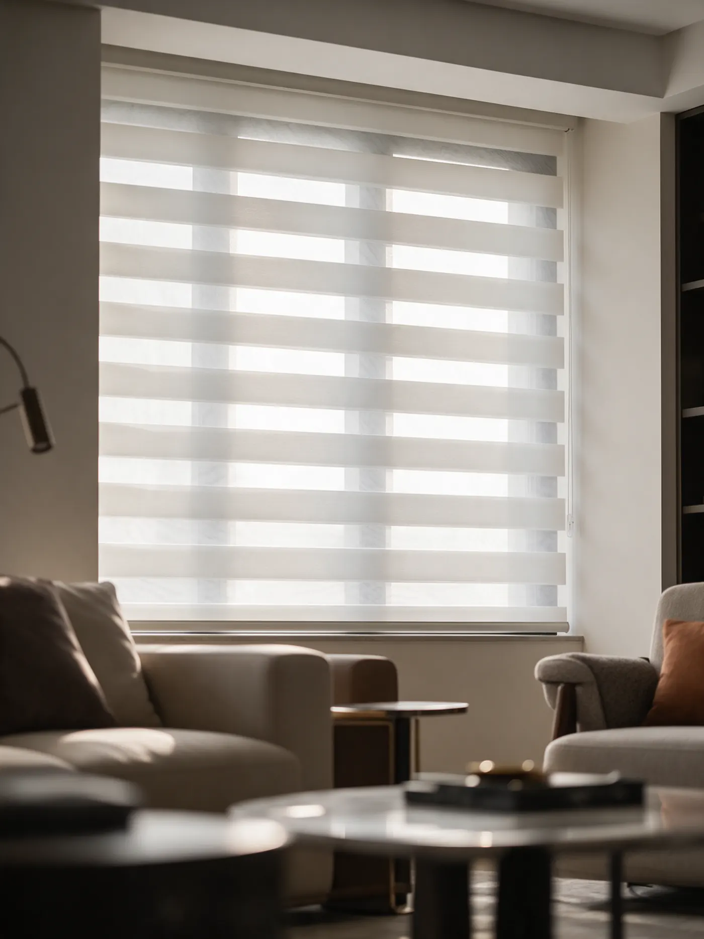 Zebra dual shade with alternating sheer and opaque bands